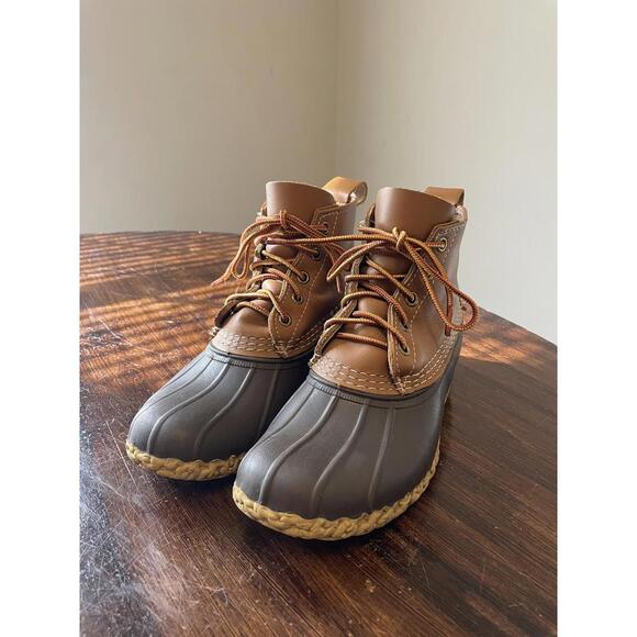 LL Bean 6” Original Bean Duck Boots Waterproof Leather Unlined Women’s Size 6 - Picture 1 of 11